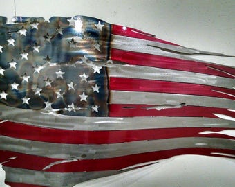 American Flag Rustic Wall Hanging Metal Worn Old Glory American Flag Rustic Wall Hanging Metal Worn Old Glory
