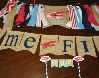 Time Flies Party Package, Airplane Birthday Decorations, Airplane Banner, Airplane Cake Topper, Time Flies Garland, First Birthday Boy, 1st