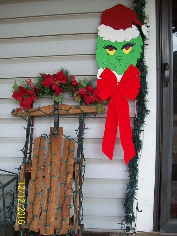 Grinch Door Greeter Christmas Yard Art by OzarkgoldWoodPlans