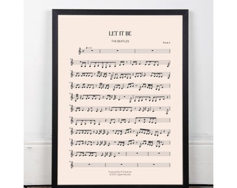 Let It Be, The Beatles, bedroom art, Printable art poster, kitchen art, bar art, INSTANT DOWNLOAD, sheet music, studio art, 70s