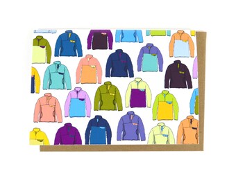 Snap Pattern Stationery Set | Patagonia Fleece Card | Card for Camping Buddy | Card for Adventure Lover | Card for Friend |Gift for Daughter