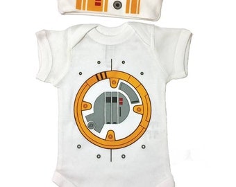 Star Wars Baby BB8 Set Of A Beanie And A One Piece Bodysuit Lap Shoulder Snap On Robot Outfit Or Costume May The Force Be With You!