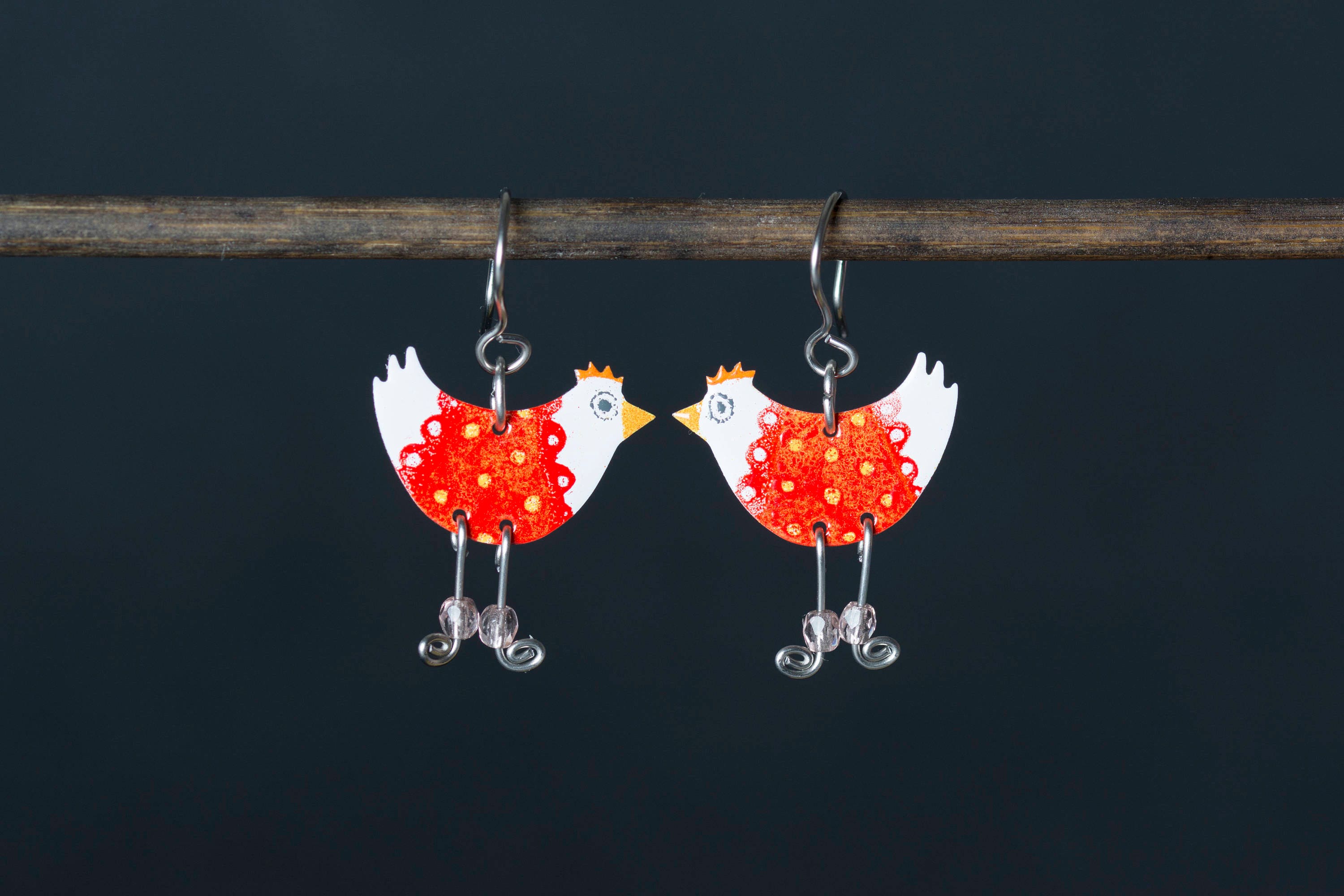 Funny Chicken Earrings Whimsical Jewelry Funny Jewelry