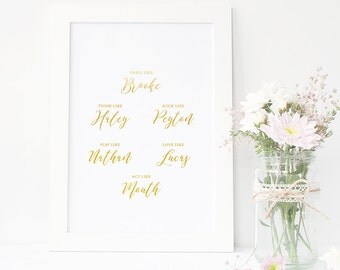 One Tree Hill | Gold Foil Print | Motivational Print | Brooke Davis | Typography Print | Gold Home Decor | Rose Gold | Silver Poster