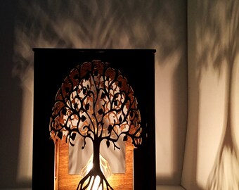 FREE SHIPPING* - Table lamp - lamp - desk light - laser cut wood lamp - laser cut table lamp - night light - lantern - tree of life