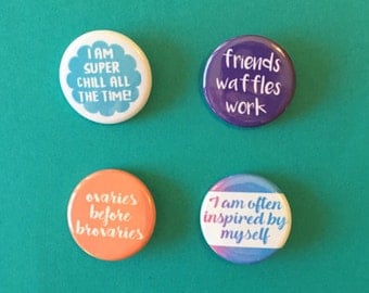 Parks and Rec / Leslie Knope Quote Pinback Buttons