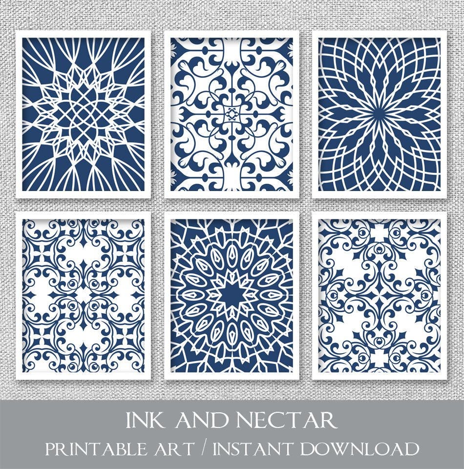 Navy Printable Art Printable Art Set Bedroom Wall Art Navy