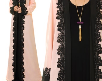 Kimono Cardigan | Pink Maxi Cardigan | Long Sleeve Cardigan Abaya | Long Duster Cardigan | Duster Jacket | Kimono Robe | Open Abaya 6390