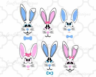 Bunny Face Svg Easter Bunny SVG lady & man face SVG Rabbit Svg File digital cut file Easter Basket svg, Dxf, Eps Png Instant Download
