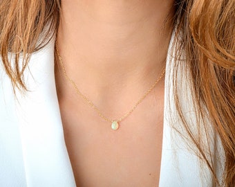Genuine Opal necklace October Birthstone, Ethiopian opal pendant Natural opal, Welo opal: 14K Gold Filled, Rose Gold, Sterling Silver