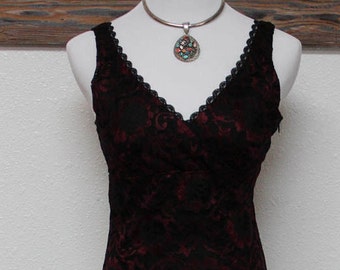 Vintage 90's Red Lace Dress FREE SHIPPING
