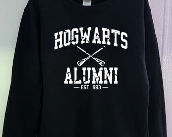 Hogwarts Alumni Sweatshirt Harry Potter Shirt Gildan 2 Colors Clothing Gray Black Grey