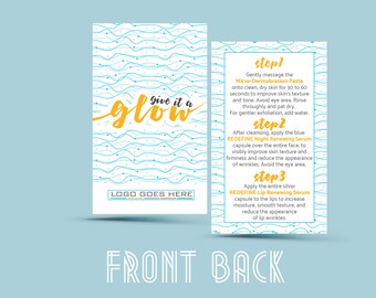 Line Rodan and Fields Mini Facial Cards, Rodan And Fields Business Cards, Rodan And Fields Mini Facial Card Give it a Glow
