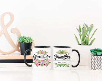 New Grandparents Mug - Grandparents Mugs Set - Grandpa Mug - Grandma Mug - His and Hers Mug - Pregnancy Reveal Mug - Baby Announcement Mug