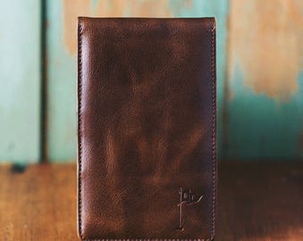 Personalized Handmade Leather Golf Scorecard Holder / Yardage Book in Vintage Bourbon golf gifts for men