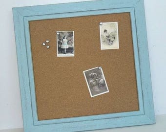 Distressed Chalky Painted Framed Cork Board