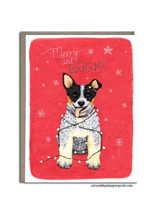 Australian Cattle Dog Blue Heeler Christmas Greeting Card