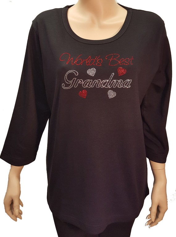 World's Best Grandma Bling Shirt with Rhinestone
