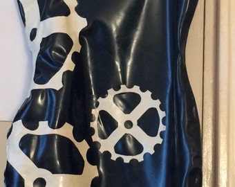 Latex 1920s Steampunk patterned dress - size 40