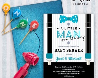 Little Man Baby Shower Invitation | 5x7 | Editable PDF | Instant Download | Personalize with Adobe Reader