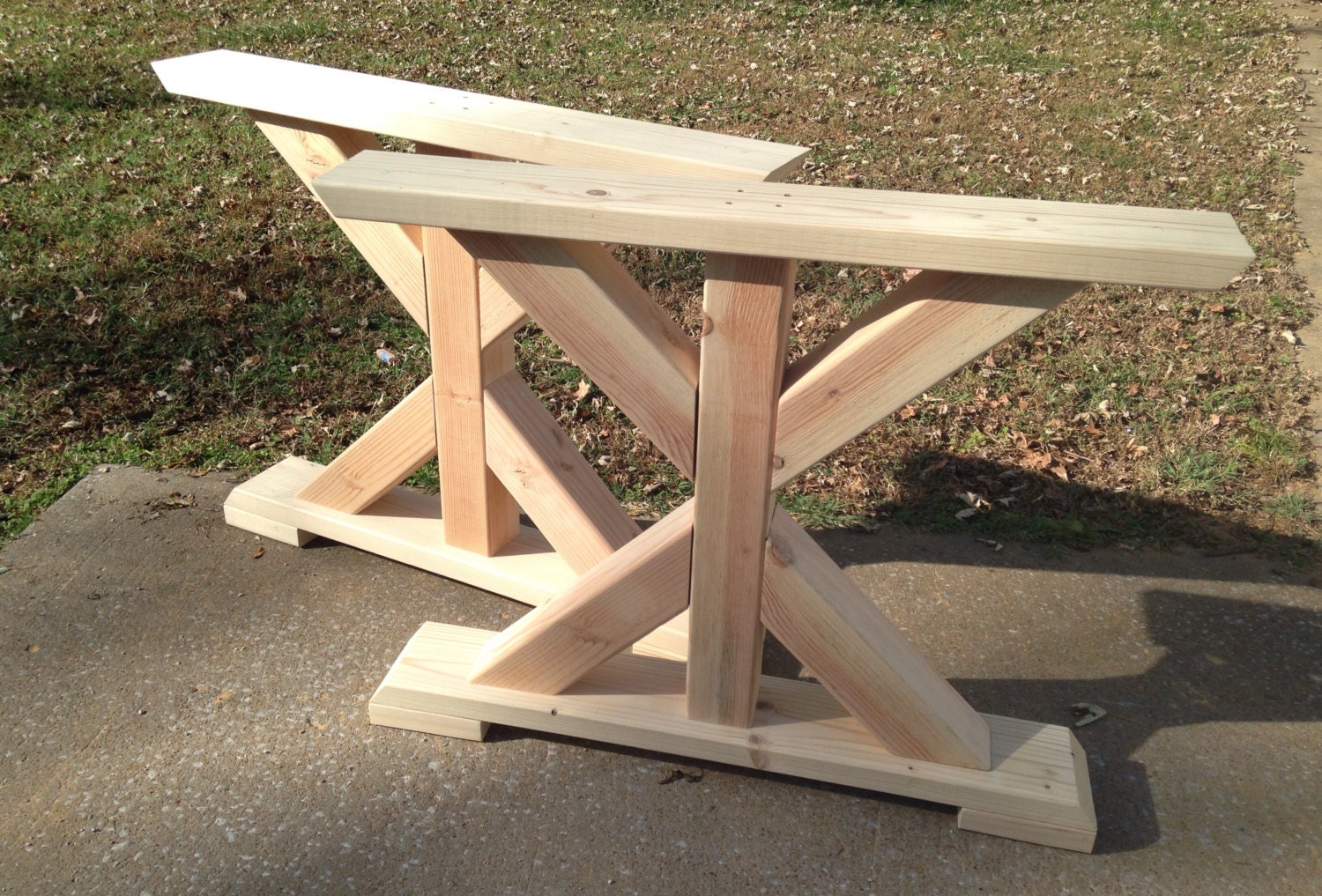 Farmhouse Trestle Table Legs X-Frame Table Legs Wood Table