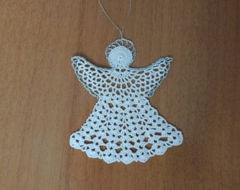 White crochet angel. Angel decoration. Christmas angel decor.