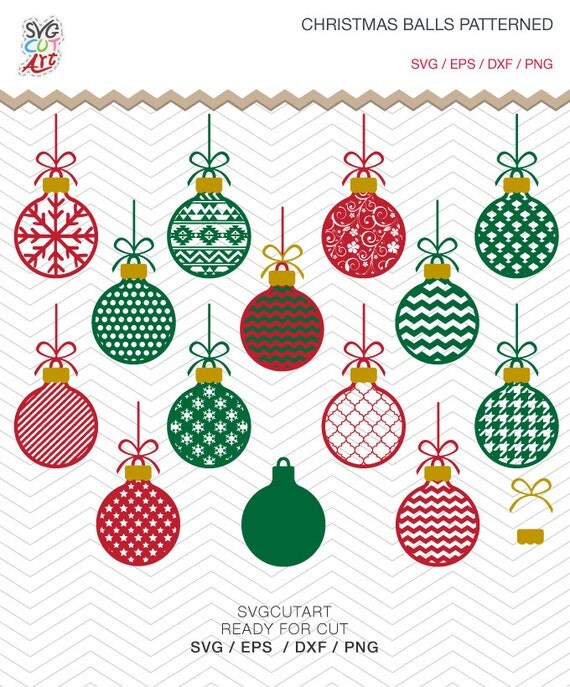 Download Christmas Balls Patterned Ornaments Frames DXF SVG PNG eps