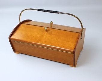 Mid century sewing box sewing box wooden Sewing Box wood Vintage 60s