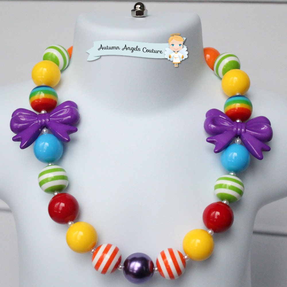 RAINBOW Chunky toddler necklace1st BirthdayFirst