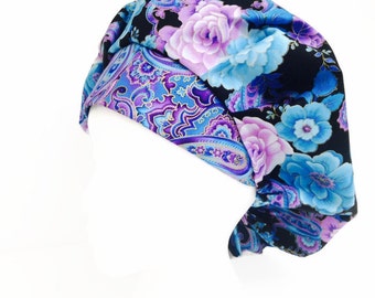 Bouffant Scrub Hat Petals Scrub Cap, OR Hat, Scrub Hats for Women, ORHatsByBonita, Surgical Hat, Surgical Cap, Womens Scrub Caps