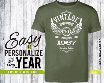 50th birthday, 50th birthday gifts for men, 50th birthday gift, 50th birthday tshirt, 1967, 50th birthday gift for women, vintage 1967