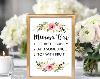 Mimosa Bar Sign, Bridal Shower Mimosa Bar Sign, Baby Shower Mimosa Bar Sign, Printable Mimosa Bar Sign, Mimosa Bar Instant Download
