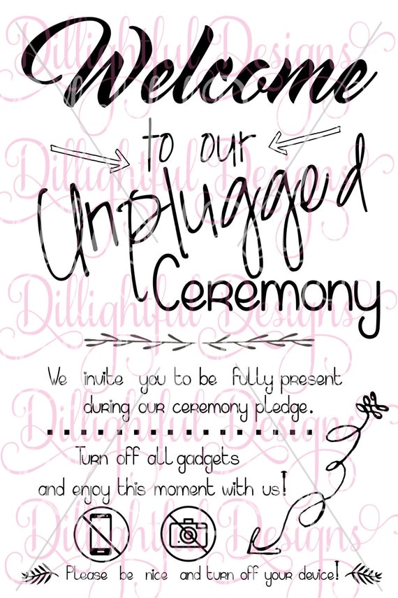 Download SPECIAL Unplugged Wedding Ceremony Sign Saying Phrase SVG Mr