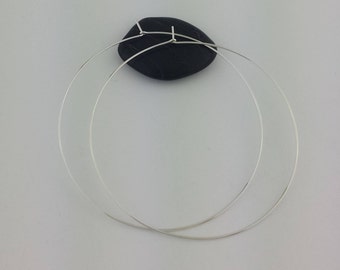 Thin Large Silver Hoop Earrings, 2", 2.5", 3" Big Silver Hoop Earrings, Two Inch Round Hoops, Argentium Sterling Silver, Hammered Hoops