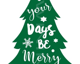 Merry and Bright christmas tree SVG PNG pdf dxf