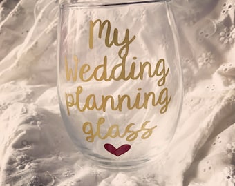 Wedding planning glass, engagement gift, engagement gifts for best friend, engagement gift for bride, engagement gifts for her, engagement