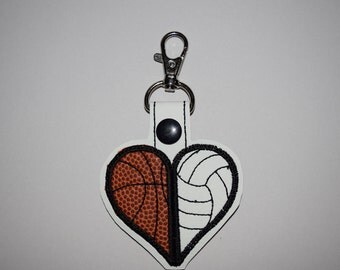 Sports Heart Basketball and Volleyball Keychain