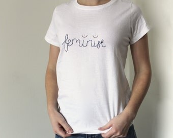FEMINIST TEE - feminist shirt boob future is female hand embroidered embroidery boobs tshirt protest tee top feminist af womens march shirt
