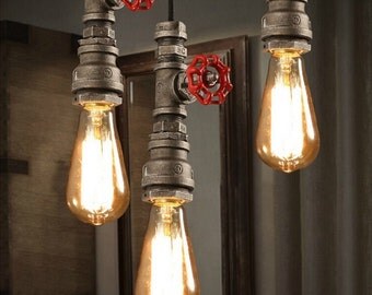 SPECIAL PRICING!! Retro Loft Industrial Pipe, Pendant Lamp, Rustic Lamp, Metal Lamp, Industrial Lighting, Steampunk lamp
