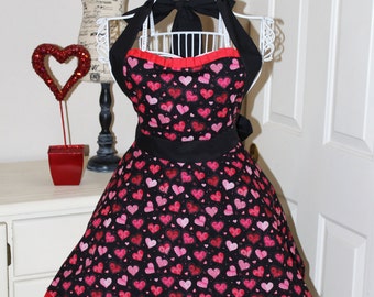 My Hearts Are On Fire - Valentine's Day Apron (Sweet Heart Neckline)