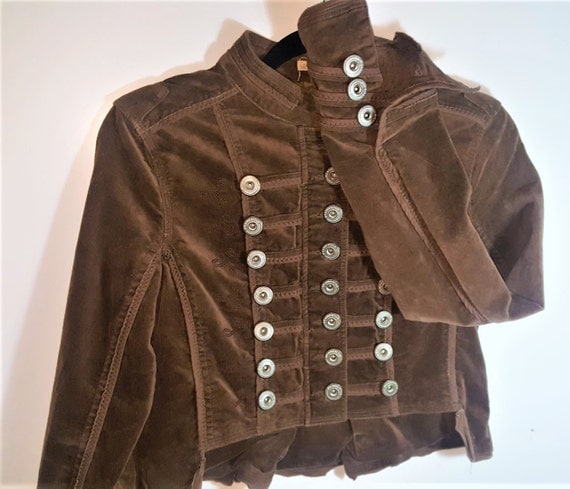 ON SALE! Edwardian Military Style Vintage Waistcoat |Steampunk Button Up Victorian Blouse Blazer| Napoleon Military Top- Brown COTTON by MaxTheFirst steampunk buy now online