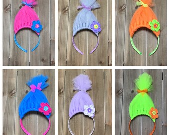 Trolls Headband- Poppy Headband; Troll Hair; Troll Hair Headbands; Trolls Party Favors; Troll Accessories; Girls Headbands; Troll headbands