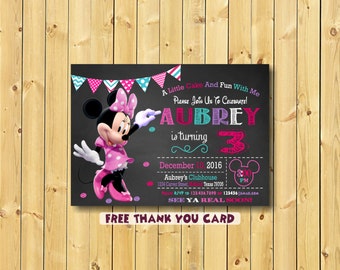 Minnie Mouse Invitation, Minnie Mouse Party Invitation, Minnie Mouse, 3rd birthday, free thank you card, Minnie Mouse Birthday Invitation