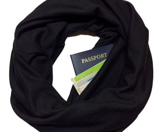 Back in Black | Double Knit Infinity Scarf With Hidden Pocket