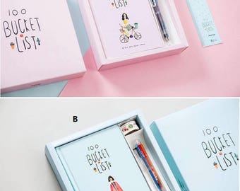 Planner set,bucket wish list,wish list,kawaii planner,washi tape,wish list planner,kawaii stationery,journal set
