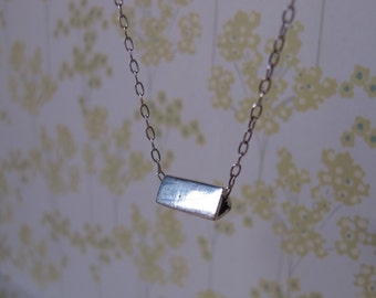 Silver prism necklace - 3D triangle necklace on silver chain - modern design
