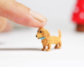 Miniature Dachshund dog - Tiny amigurumi crochet animal