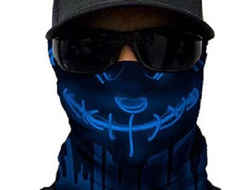 Neon Purge Blue Multi Purpose Face Shield Balaclava Bandana Neck Gaiter Sun Mask Neckerchief