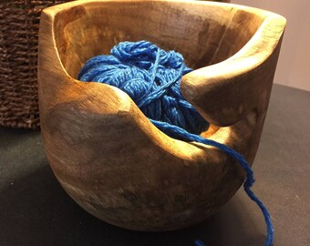 Handmade wooden yarn bowl.. unique grain live edge..1/2 proceeds to charity..