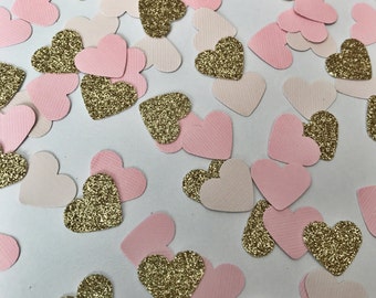 Heart Confetti, Wedding Confetti, Bridal Shower Confetti, Gold Glitter Confetti, Paper Hearts, Tiny Heart Confetti, Blush Confetti, Pink